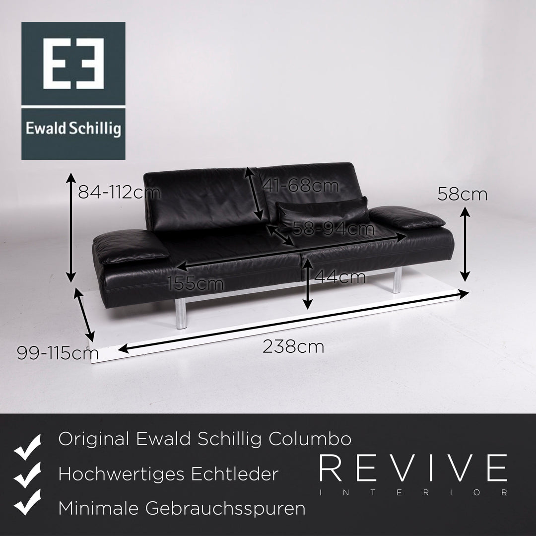 Ewald Schillig Westside Leather Sofa Black Three-Seater Function Relaxation Couch #10759