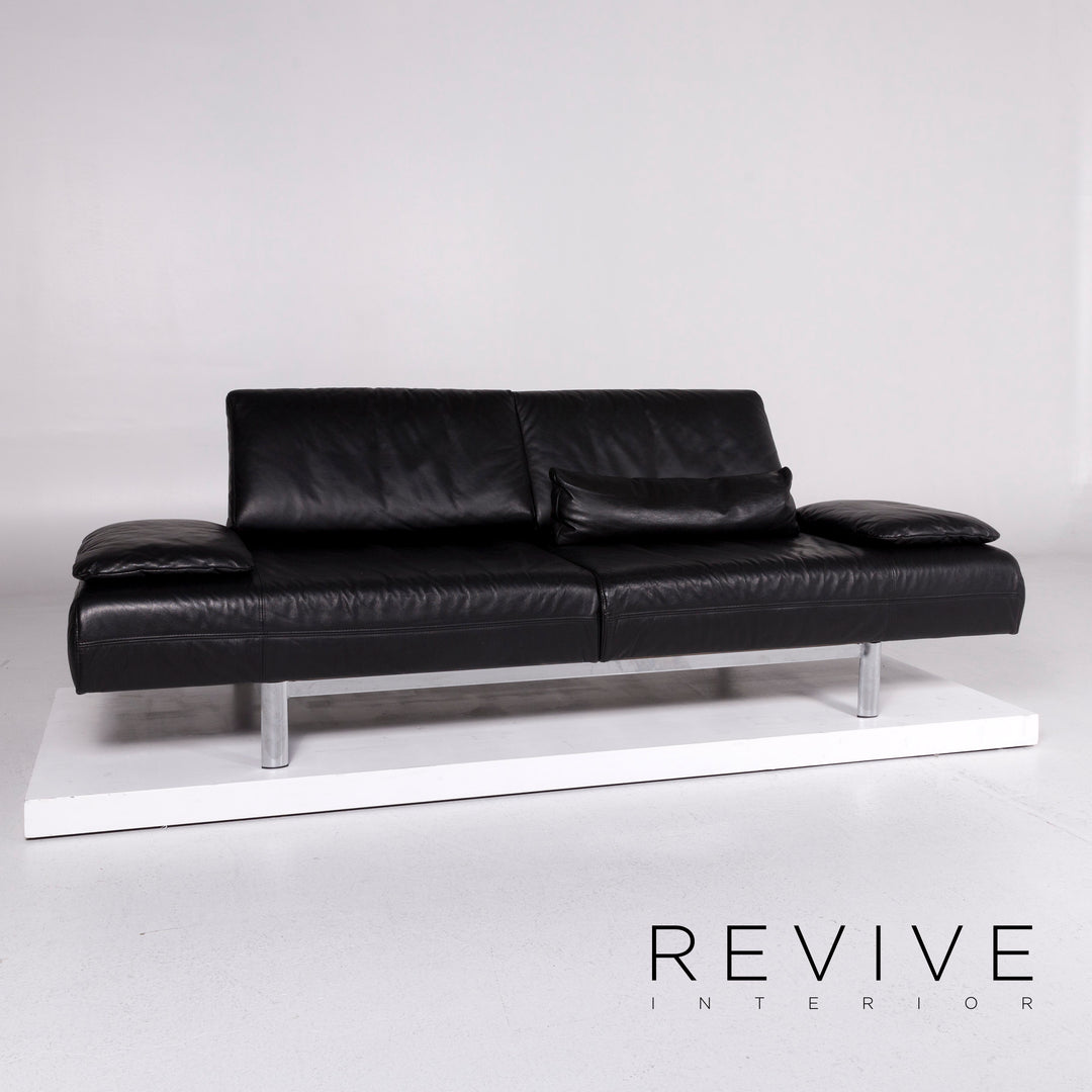 Ewald Schillig Westside Leather Sofa Black Three-Seater Function Relaxation Couch #10759