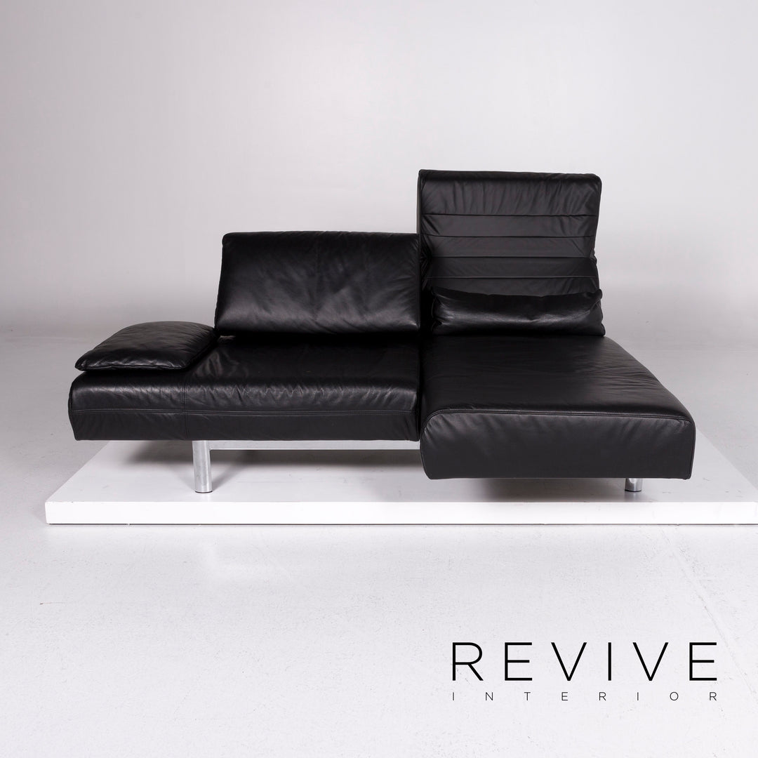 Ewald Schillig Westside Leather Sofa Black Three-Seater Function Relaxation Couch #10759