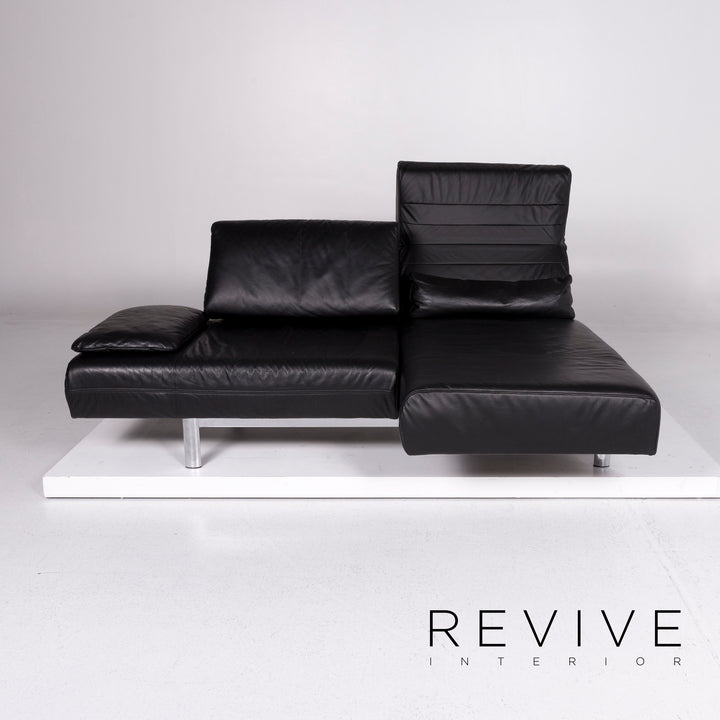 Ewald Schillig Westside Leather Sofa Black Three-Seater Function Relaxation Couch #10759