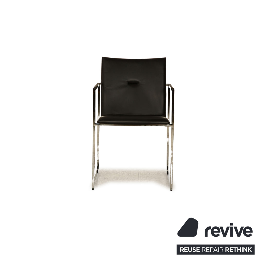 Lot de 4 chaises Arco structure cuir noir salle à manger
