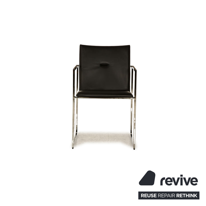 Lot de 4 chaises Arco structure cuir noir salle à manger