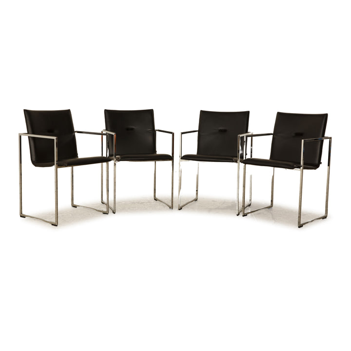Lot de 4 chaises Arco structure cuir noir salle à manger