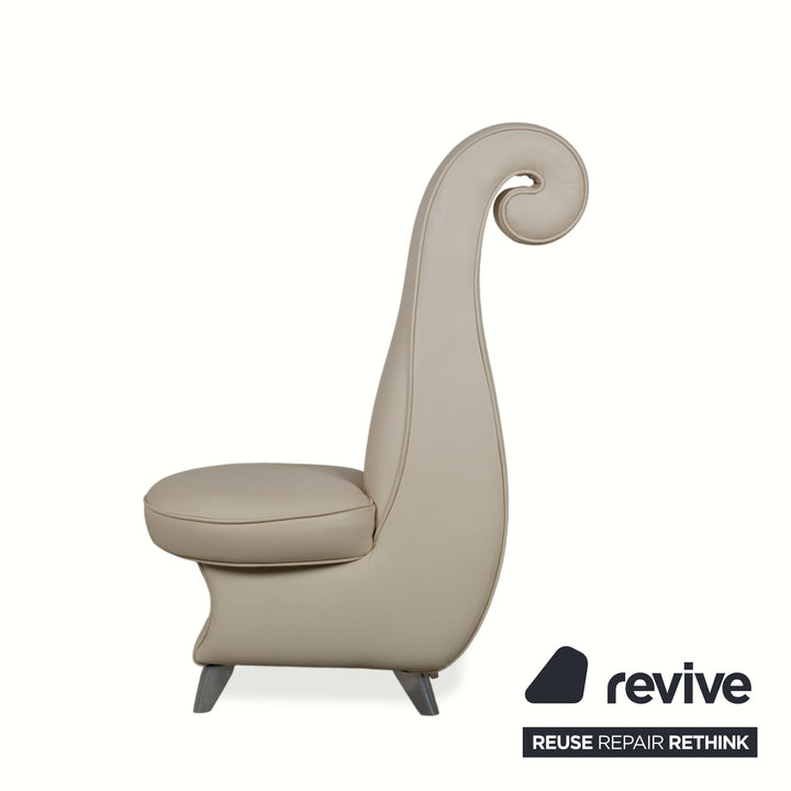 4er Garnitur Bretz Rocky Leder Stuhl Creme Beige Esszimmer
