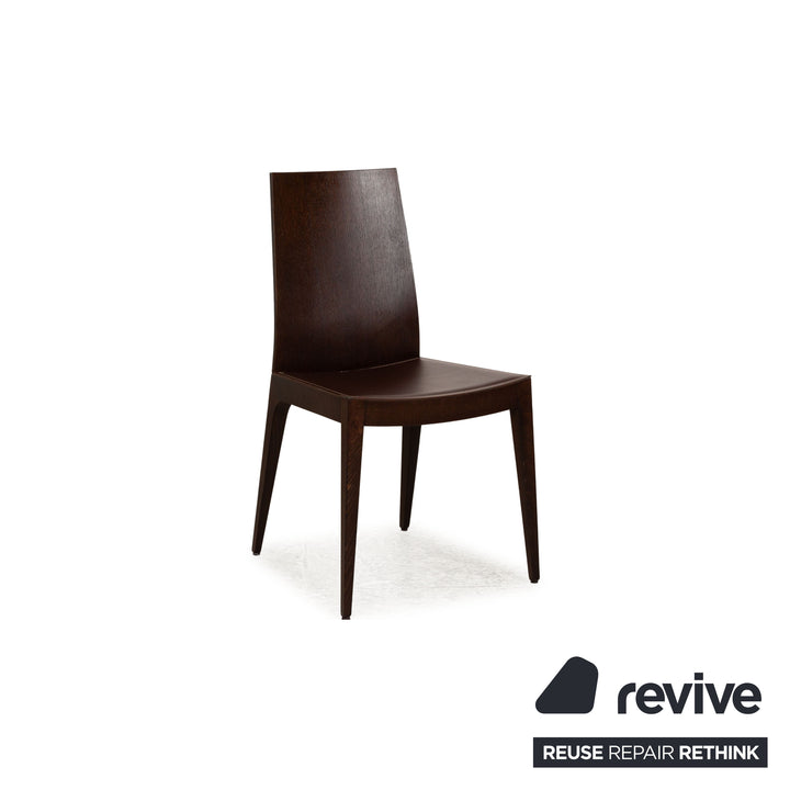 4er Garnitur Calligaris Leder Stuhl Braun