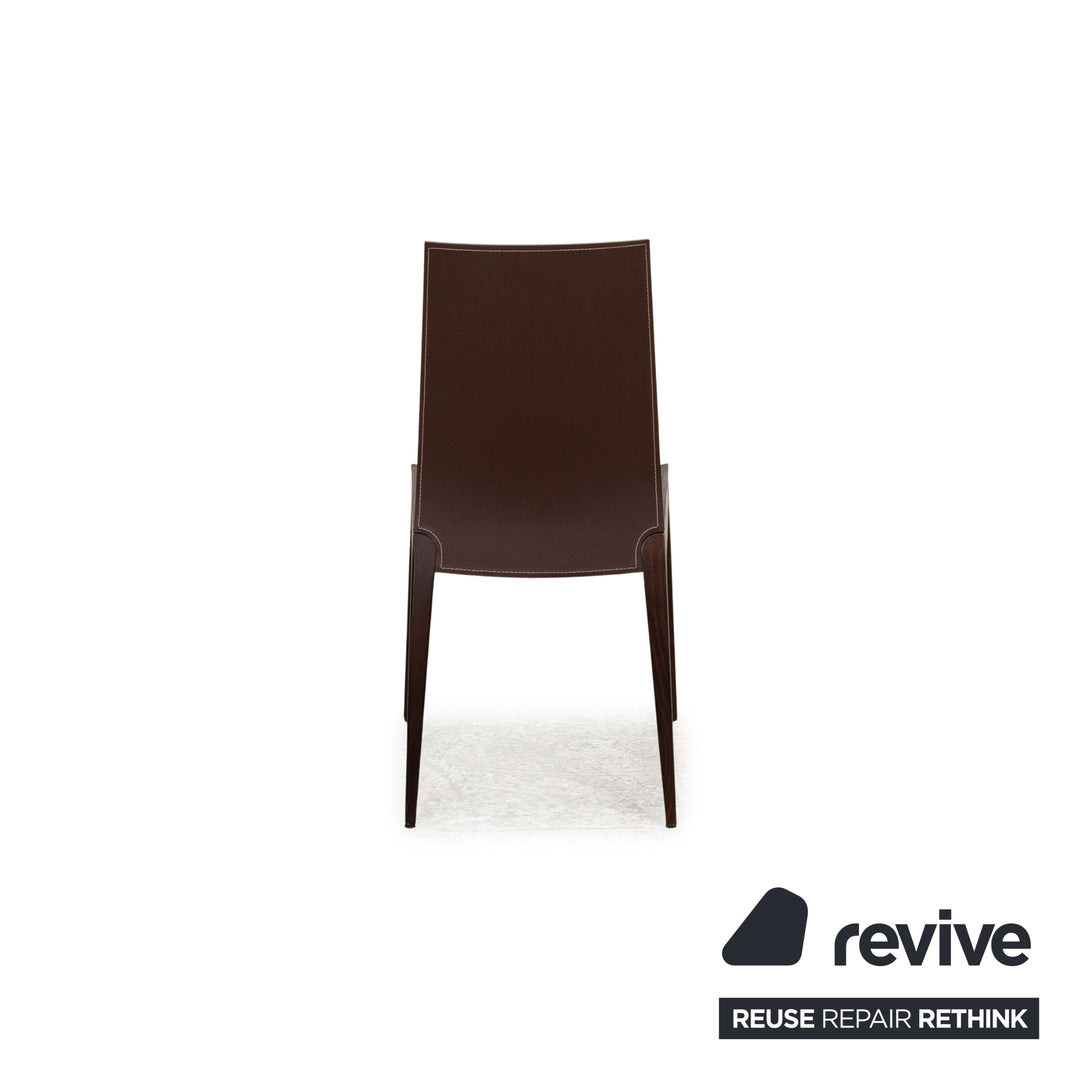 4er Garnitur Calligaris Leder Stuhl Braun