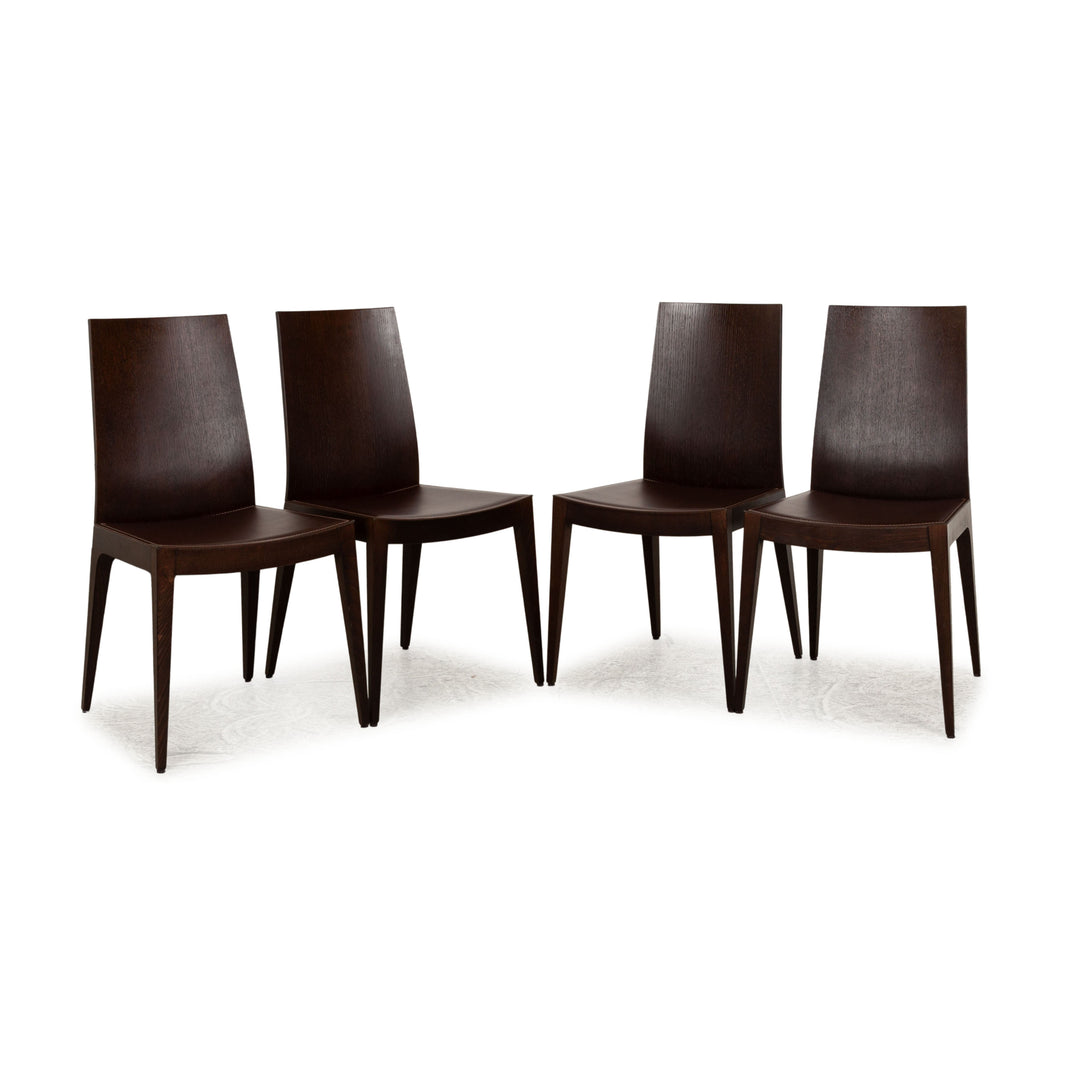 4er Garnitur Calligaris Leder Stuhl Braun