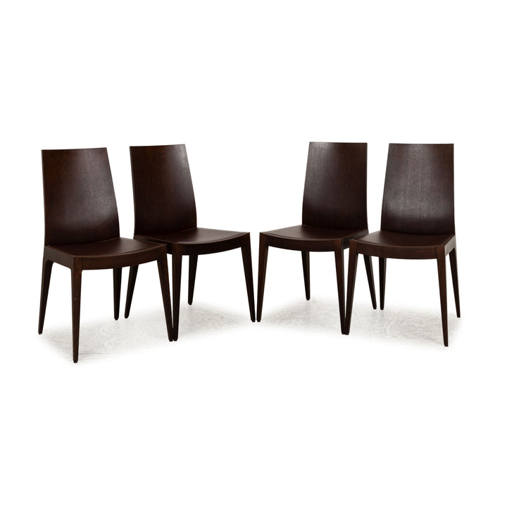 4er Garnitur Calligaris Leder Stuhl Braun