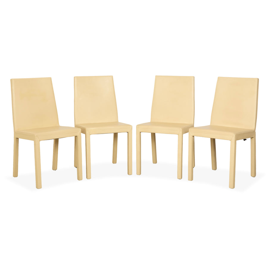 4er Garnitur Cattelan Italia Leder Stuhl Creme Elfenbein Butteryellow