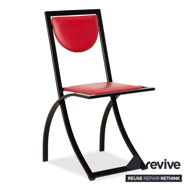 4er Garnitur KFF Sinus Leder Stuhl Blau Rot