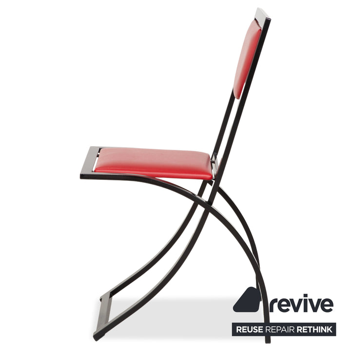 4er Garnitur KFF Sinus Leder Stuhl Blau Rot