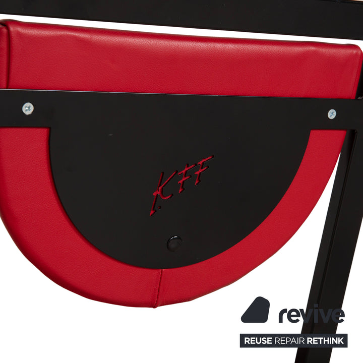 4er Garnitur KFF Sinus Leder Stuhl Blau Rot