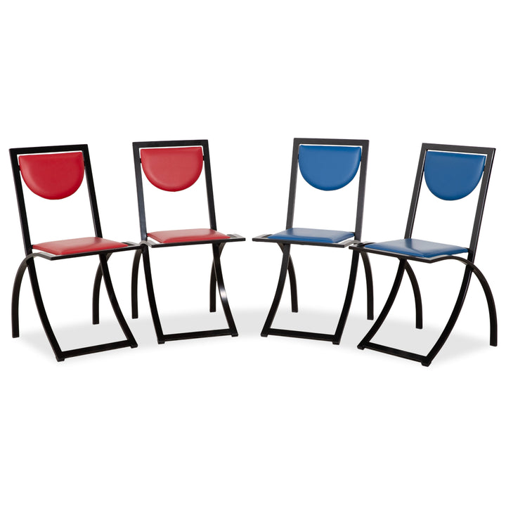 4er Garnitur KFF Sinus Leder Stuhl Blau Rot