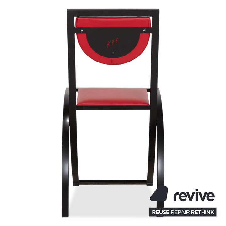 4er Garnitur KFF Sinus Leder Stuhl Blau Rot