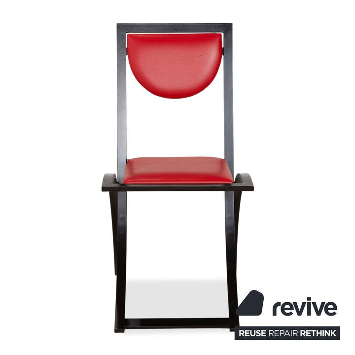 4er Garnitur KFF Sinus Leder Stuhl Blau Rot