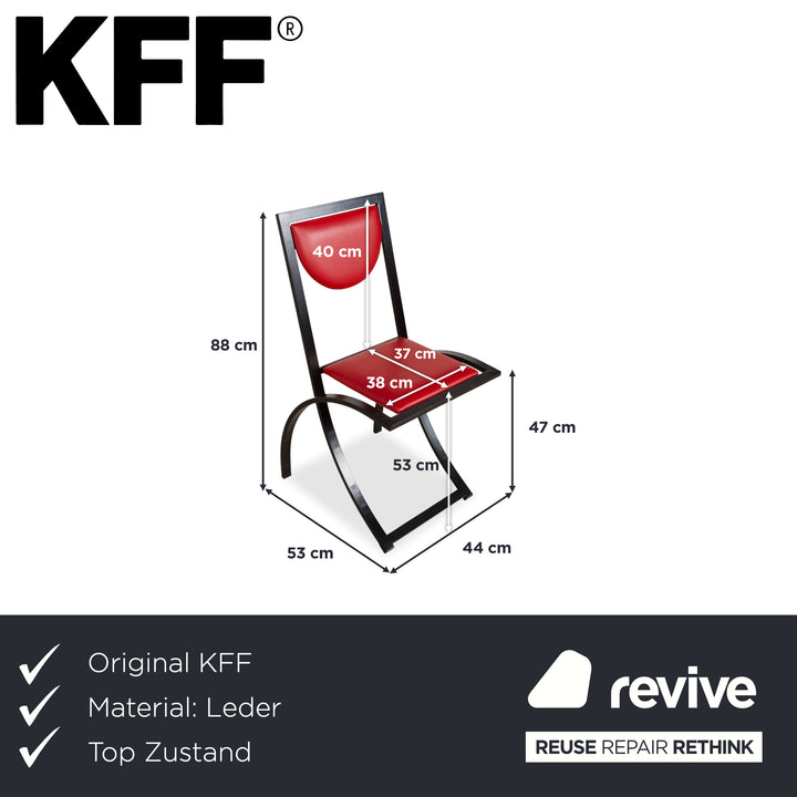 4er Garnitur KFF Sinus Leder Stuhl Blau Rot