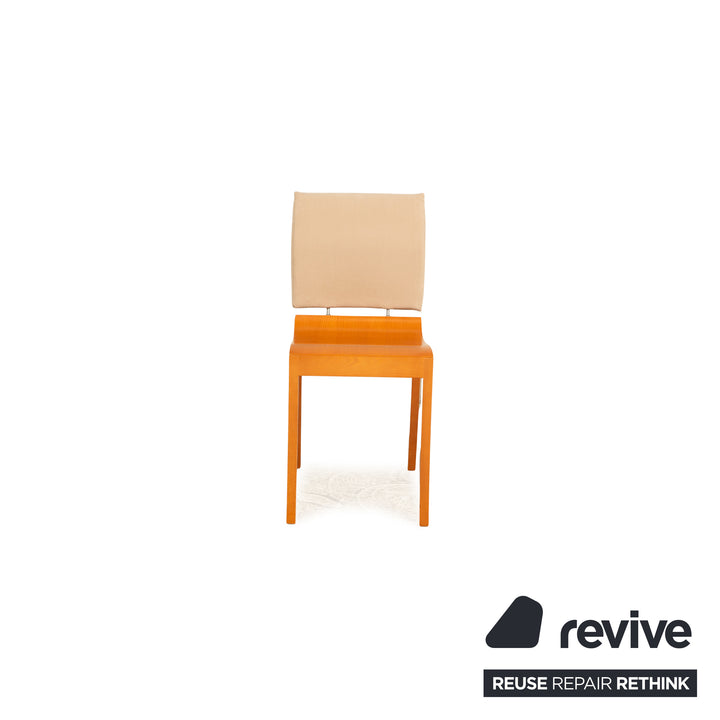 Set of 4 ligne roset Finn wooden chair beige dining room