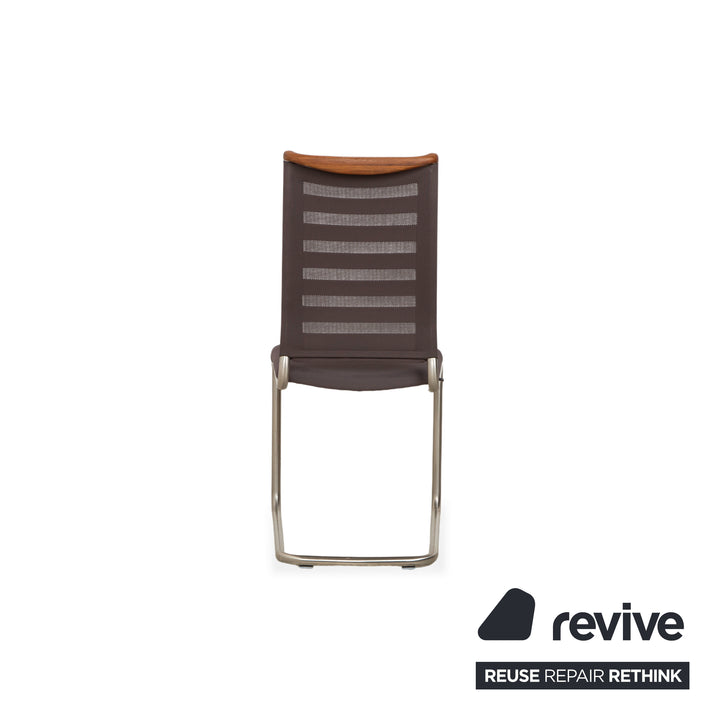 Ensemble de chaises cantilever en tissu Venjakob Lilli (4 pièces), gris/marron