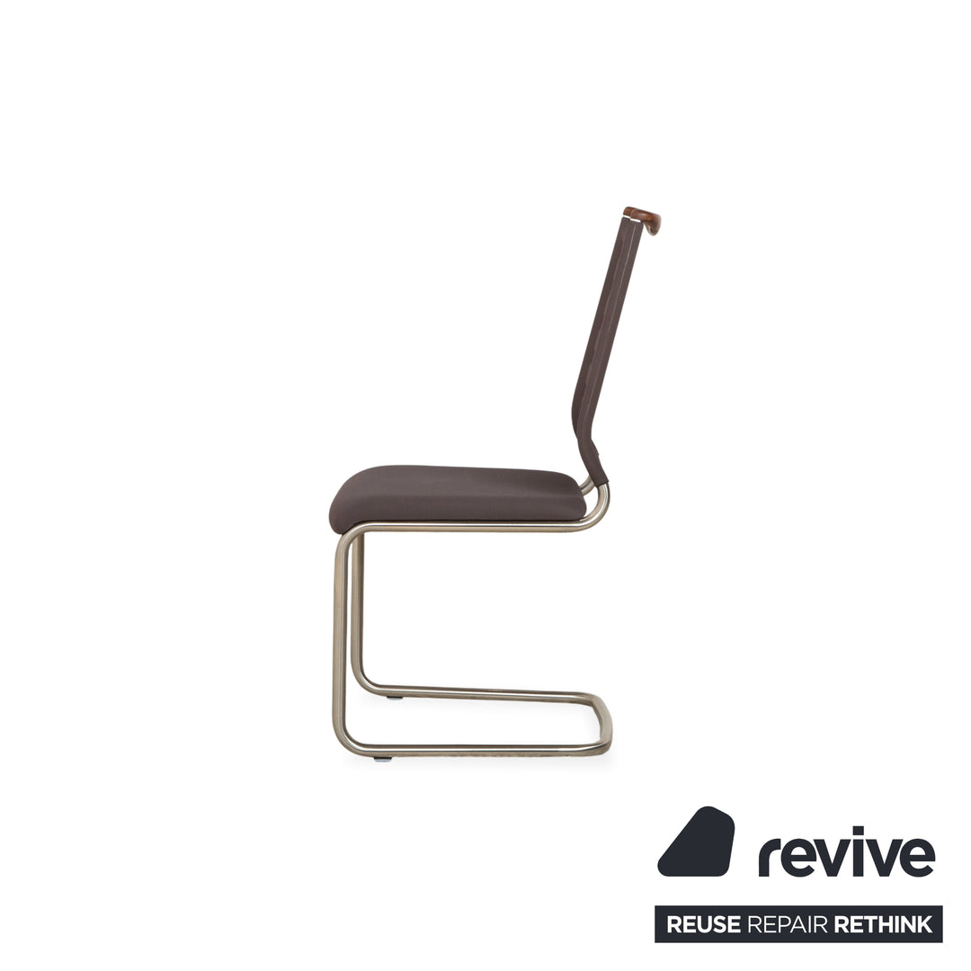 Ensemble de chaises cantilever en tissu Venjakob Lilli (4 pièces), gris/marron