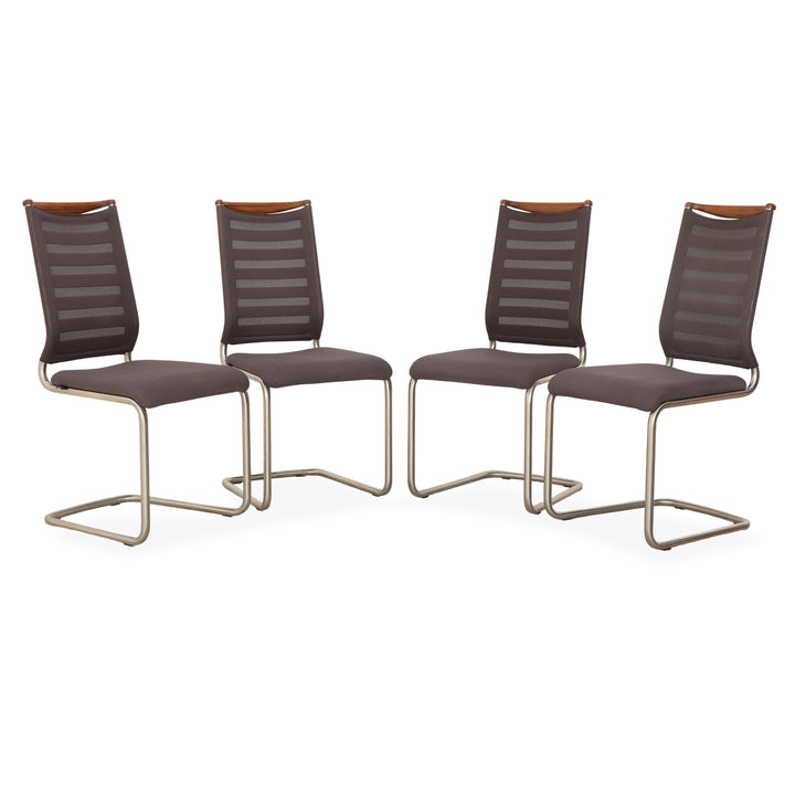 Ensemble de chaises cantilever en tissu Venjakob Lilli (4 pièces), gris/marron