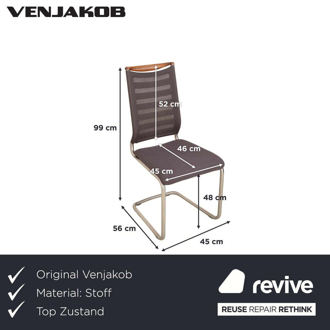 Ensemble de chaises cantilever en tissu Venjakob Lilli (4 pièces), gris/marron