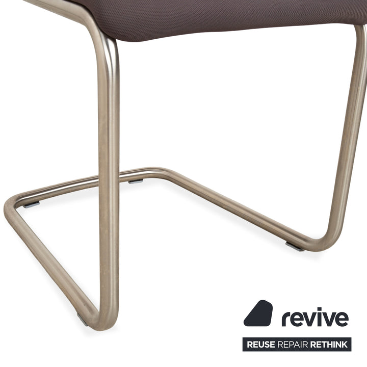 Ensemble de chaises cantilever en tissu Venjakob Lilli (4 pièces), gris/marron