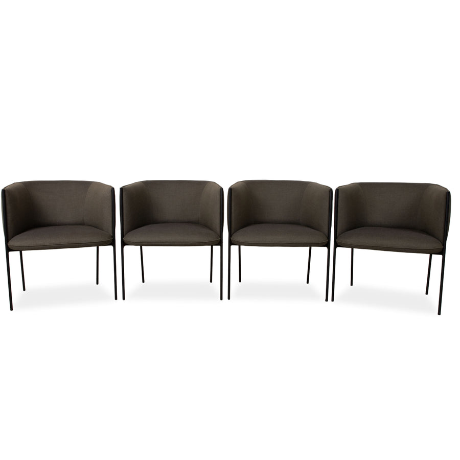4er Set Wendelbo Sepal Stuhl Garnitur Stoff Wolle Kvadrat Fiord Grau Gestell Stahl Schwarz Luca Nichetto