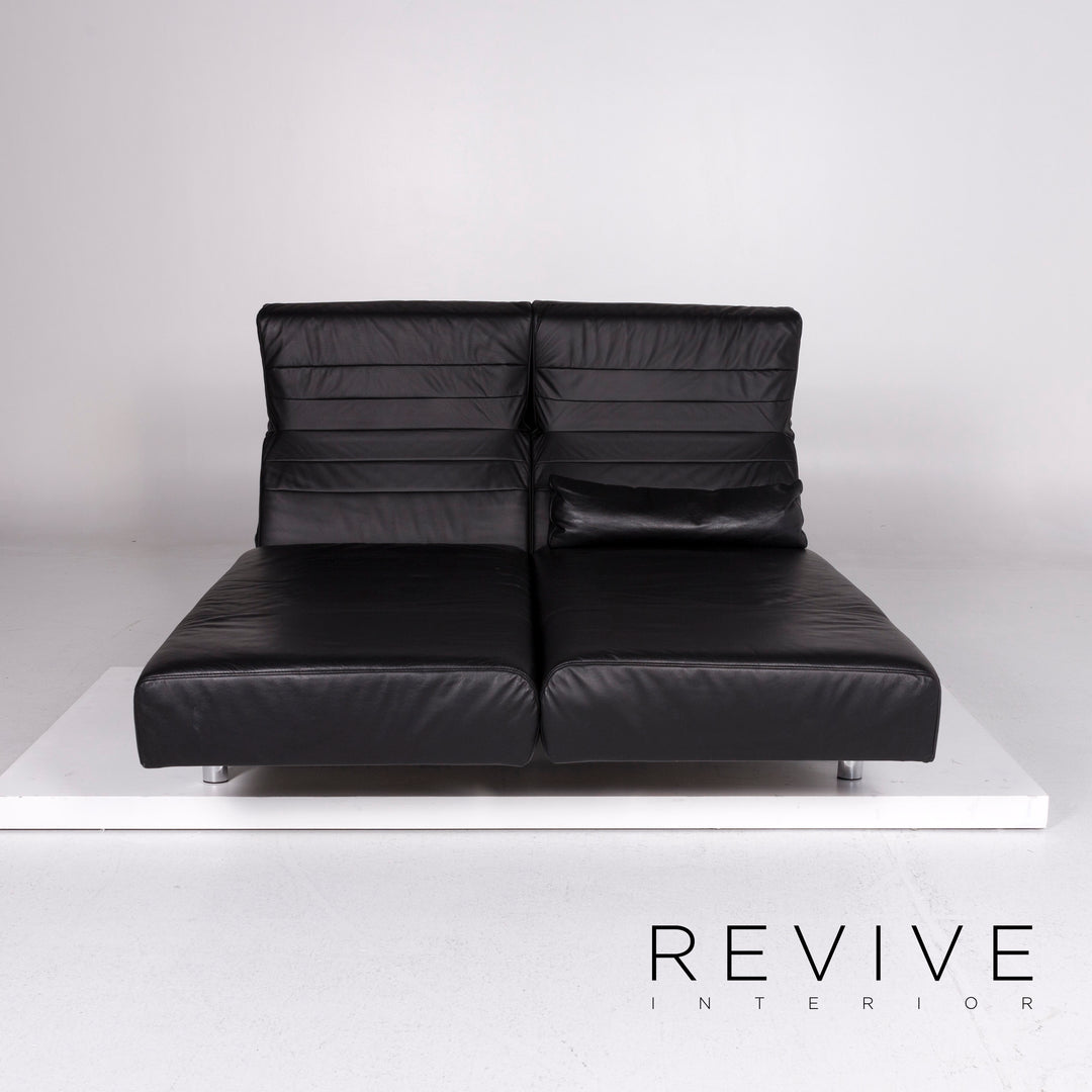 Ewald Schillig Westside Leather Sofa Black Three-Seater Function Relaxation Couch #10759