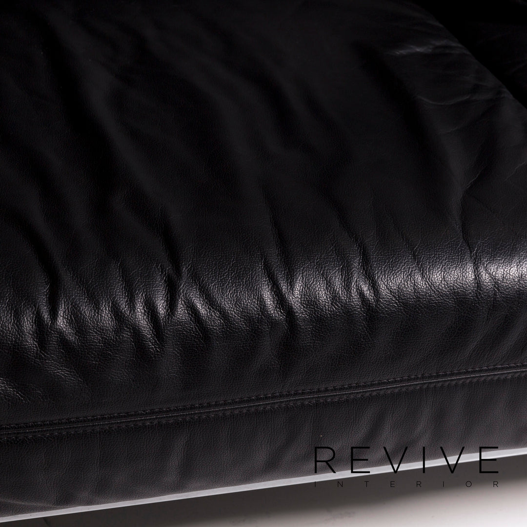 Ewald Schillig Westside Leather Sofa Black Three-Seater Function Relaxation Couch #10759