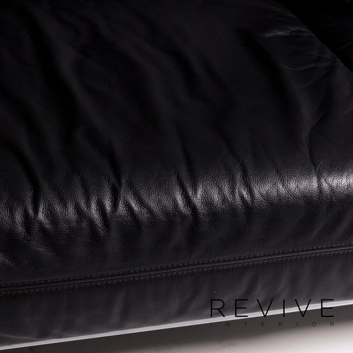 Ewald Schillig Westside Leather Sofa Black Three-Seater Function Relaxation Couch #10759