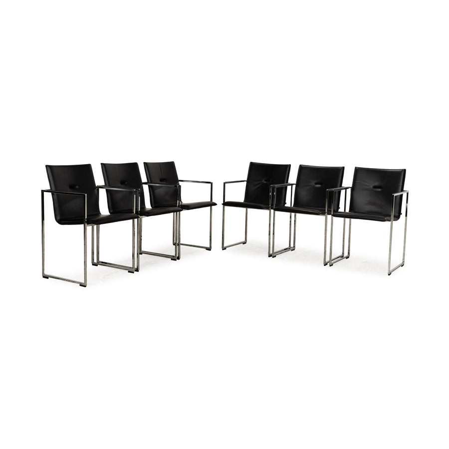 6er Garnitur Arco Frame Leder Stuhl Schwarz Sofa Couch