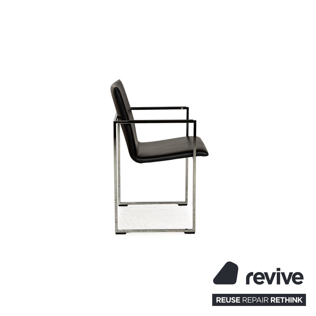 6er Garnitur Arco Frame Leder Stuhl Schwarz Sofa Couch