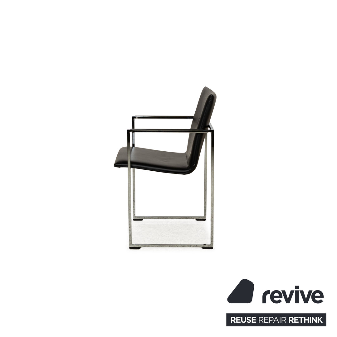 6er Garnitur Arco Frame Leder Stuhl Schwarz Sofa Couch