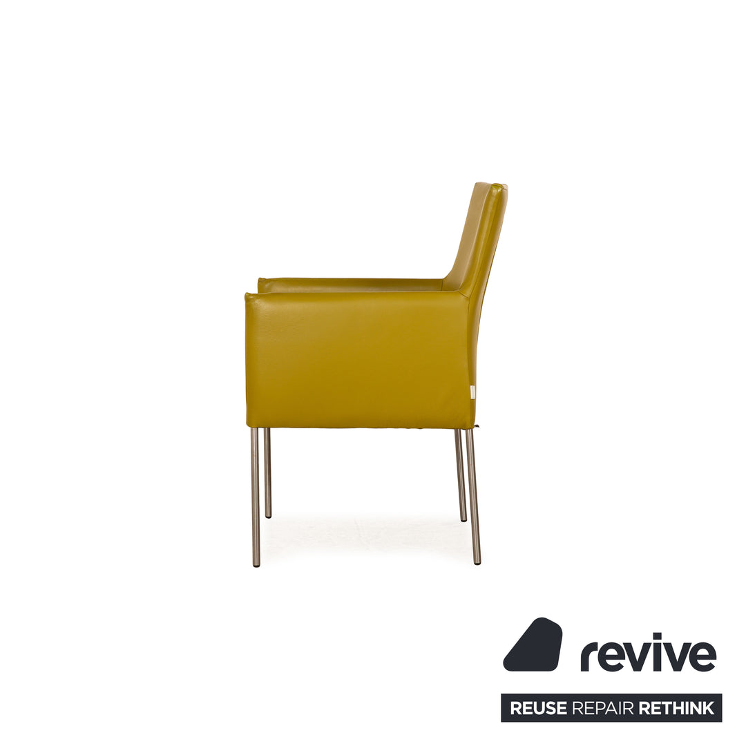 Lot de 6 chaises Bert Plantagie ARC-E en cuir vert jaune