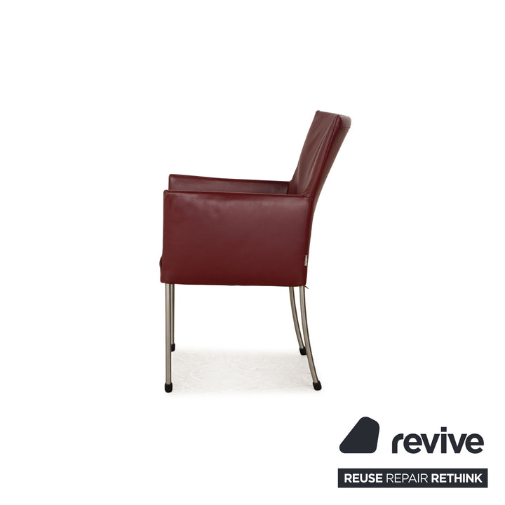 Set of 6 bert plantagie ARC-E leather chair red wine red