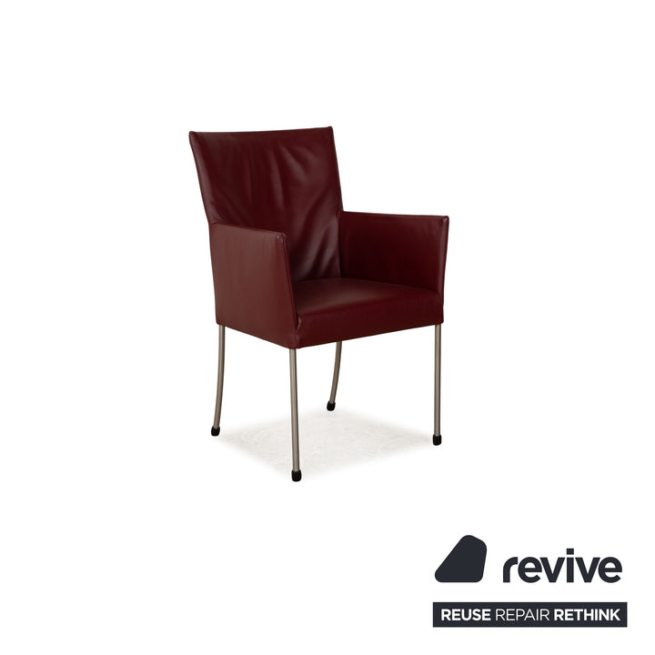Set of 6 bert plantagie ARC-E leather chair red wine red