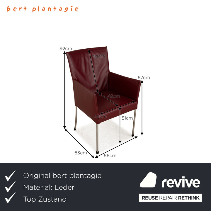 Set of 6 bert plantagie ARC-E leather chair red wine red