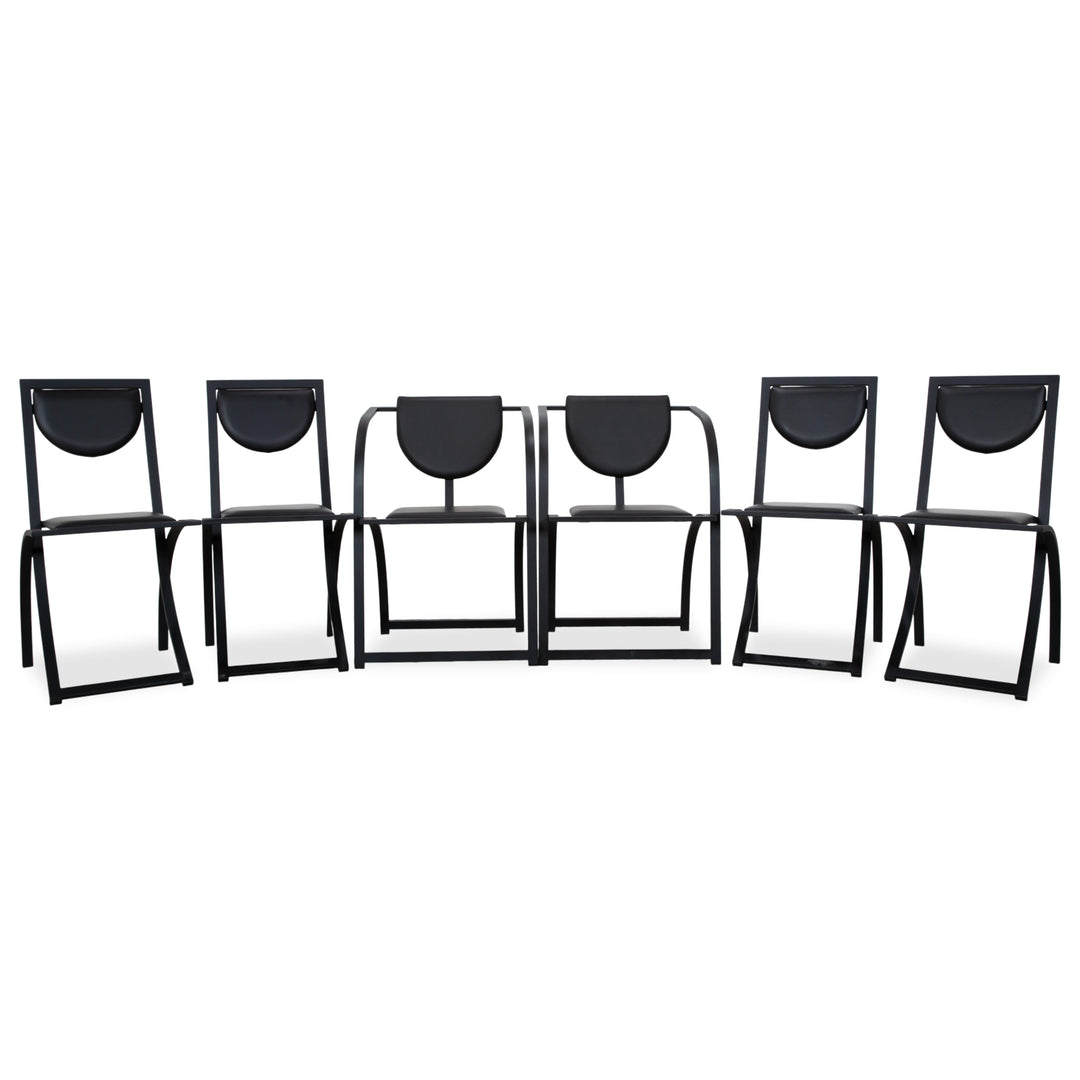 6er Garnitur KFF Cosinus Leder Stuhl Schwarz
