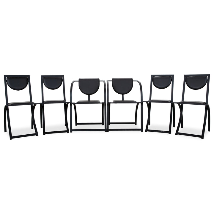6er Garnitur KFF Cosinus Leder Stuhl Schwarz