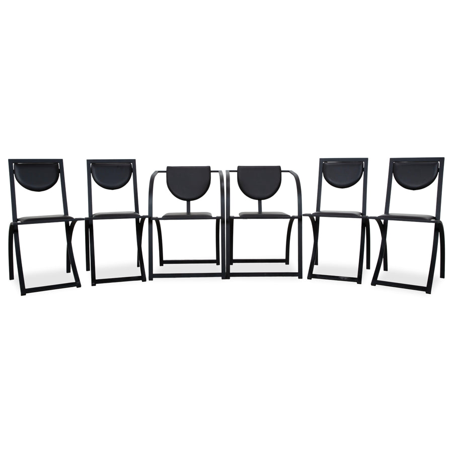 6er Garnitur KFF Cosinus Leder Stuhl Schwarz