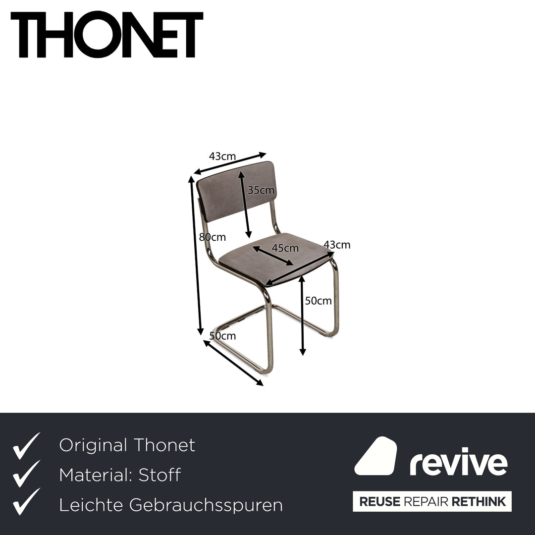 6er Garnitur Thonet S43 Stoff Stuhl Grau