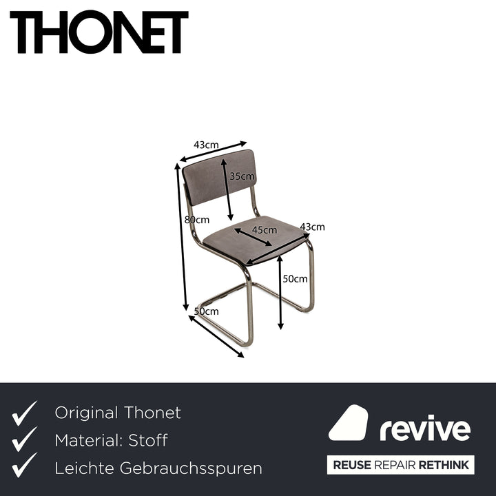 6er Garnitur Thonet S43 Stoff Stuhl Grau