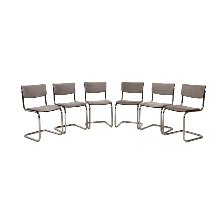 6er Garnitur Thonet S43 Stoff Stuhl Grau