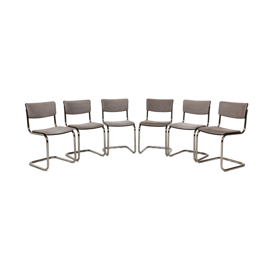 6er Garnitur Thonet S43 Stoff Stuhl Grau