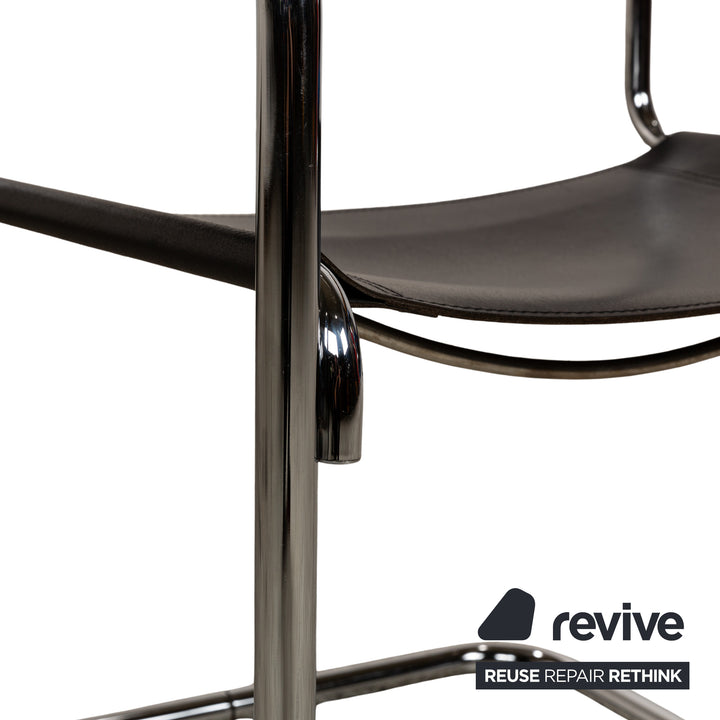 8er Garnitur Thonet S 33 Leder Stuhl Schwarz