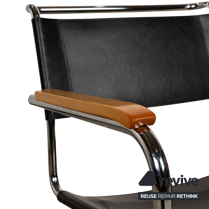 8er Garnitur Thonet S 33 Leder Stuhl Schwarz
