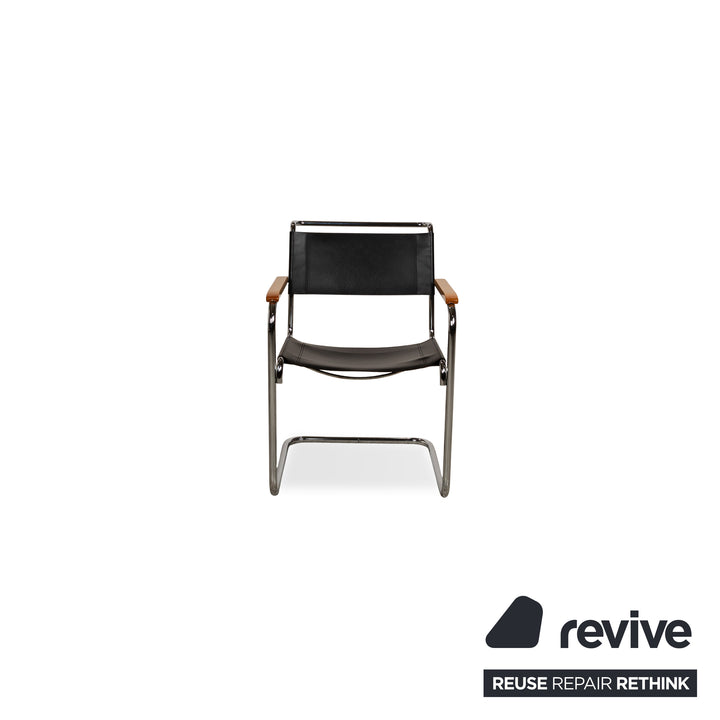 8er Garnitur Thonet S 33 Leder Stuhl Schwarz