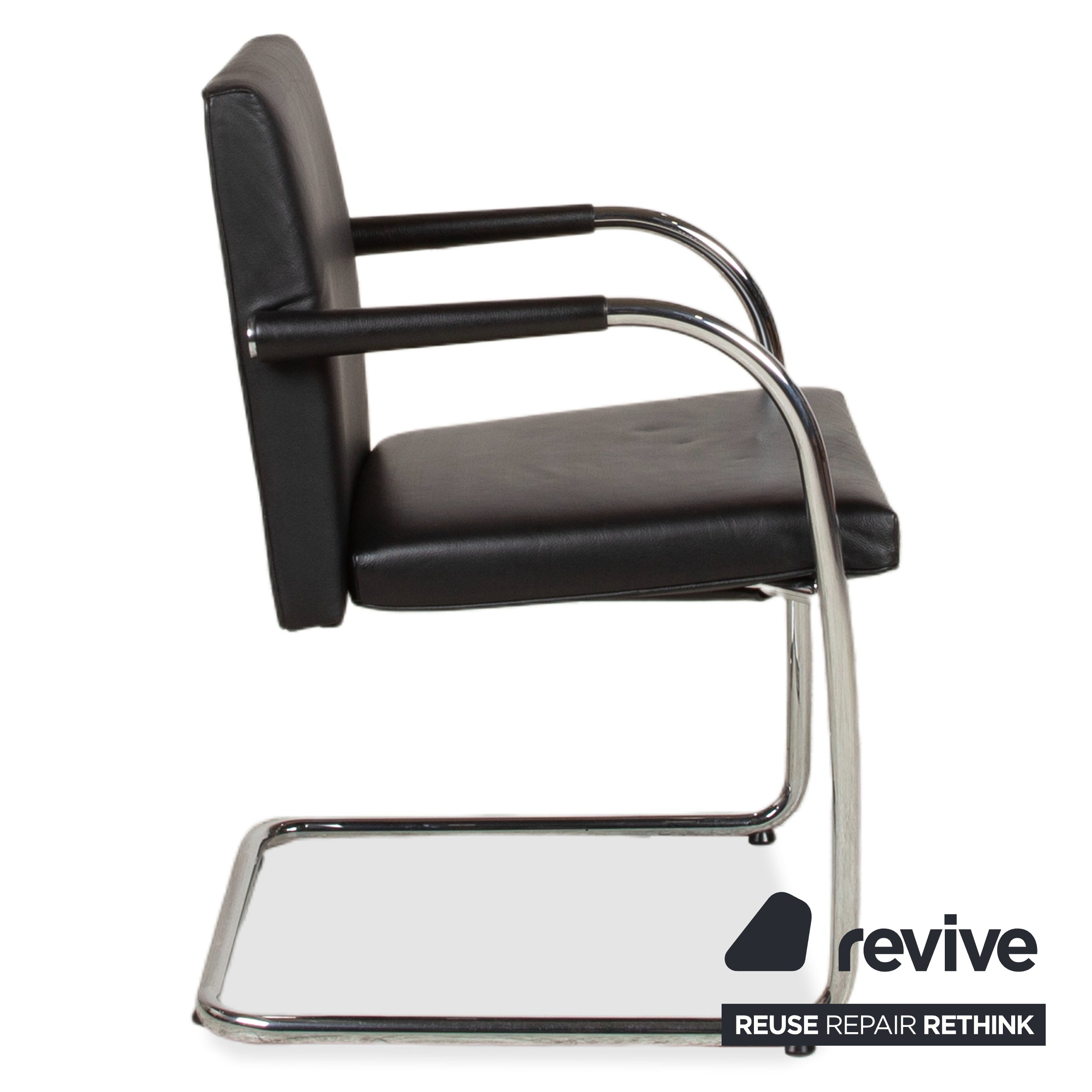 8er Garnitur Vitra Visasoft Leder Stuhl Schwarz Office Freischwinger