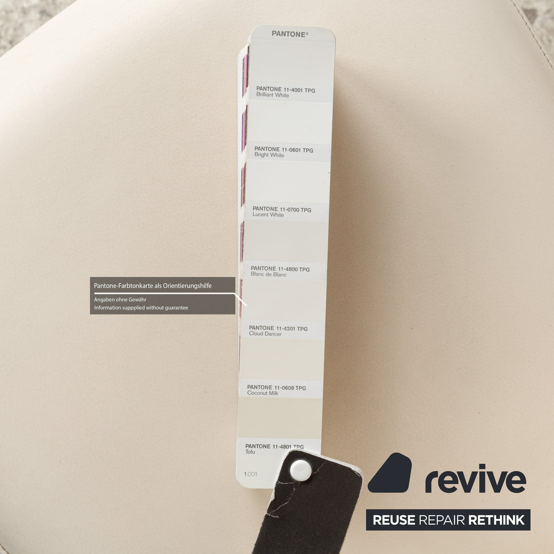 8er Stuhl-Garnitur Poltrona Frau Vittoria Leder Stuhl Holz Creme Weiß Esszimmer