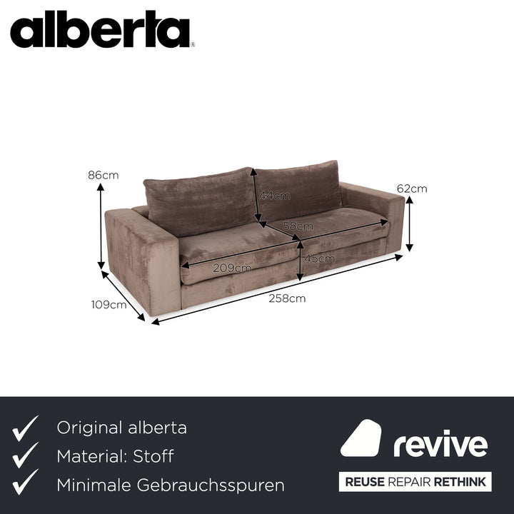 alberta Summer Stoff Dreisitzer Braun Braungrau Sofa Couch
